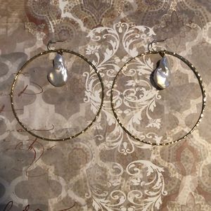 Anthropologie Pearled Hoops
